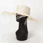 Fancy Women Summer Sisal Straw Boater Hat Sun Hat for Beach Vacation