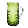 Hand Made Embossed Green Color Drinking Glass Water Jug with Handle