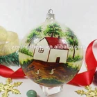 Christmas Decoration Glass Balls Withl Hand-Painting House And Tree Patterns