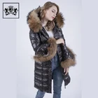 2019 Windproof women goose down coat women long with raccoon fur