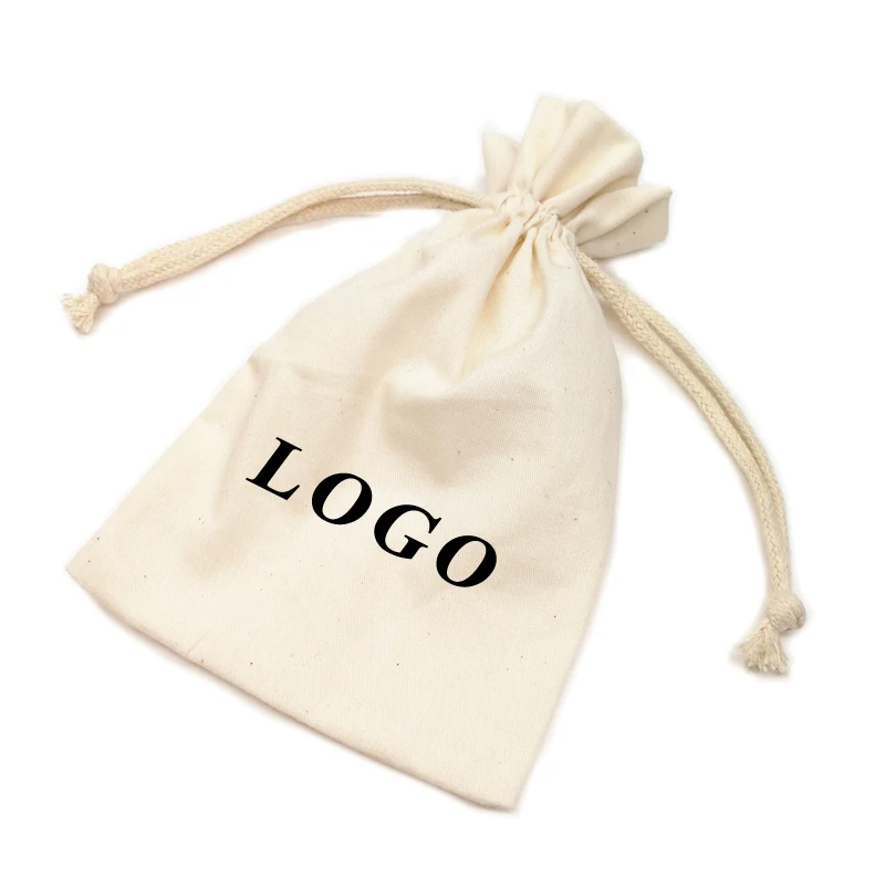 custom cotton drawstring receive bag pouch with logo