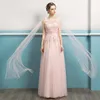 2019 European Vestidos De Novia Silhouette sleeveless illusion neck fly sleeve strap pink evening Wedding dress bridal gowns