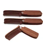 Amazon Best Selling Pocket Size Folding Red Wooden Beard Comb For Men