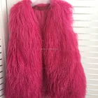 New design dyed Mongolian lamb sheep fur vest for women wholesale