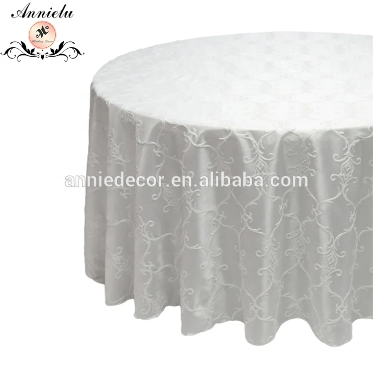 Hot Design embroidery table cloth banquet white table cloth