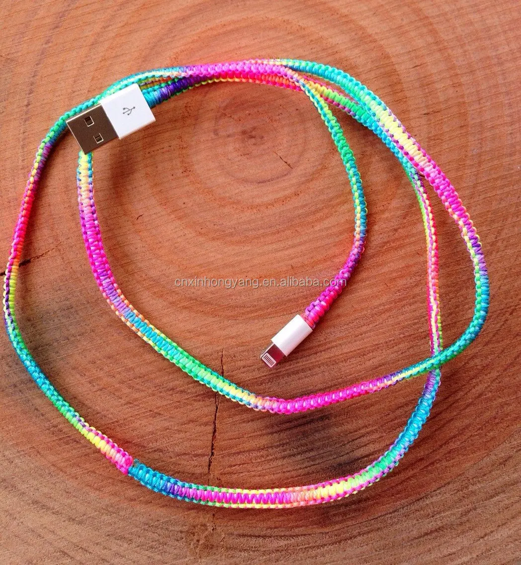 25 years factory custom thread wrapped USB charger, handmade macrame wrapped earphone, cotton braided micro USB cable - ANKUX.COM