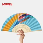 Wholesale customized mini hand folding fan with bamboo ribs with your design