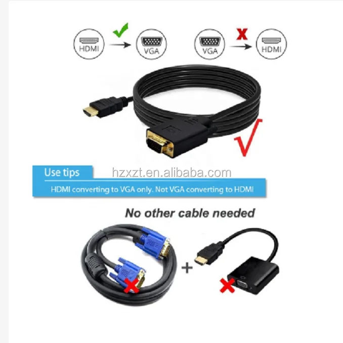 1.8m Full HD 1080P HDMI Male to VGA Active Cable Adapter cord - ANKUX.COM