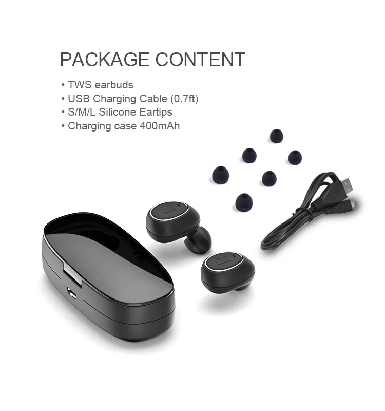 2019 New arrival bt 5.0 black wireless earbuds in ear charging base with oem for iphones - ANKUX.COM