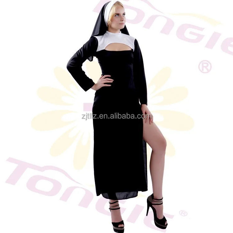Mulher negra sexy freira adulto fancy dress costumes atacadistas com lenço