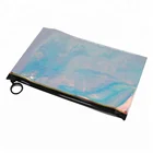 custom made colorful waterproof zipper pouch custom logo holographic PVC cosmetic bag for sale
