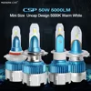 Auto light bulbs mini LED headlight all in one design MI2 H7 H4 9005 880 H11 48W imported chips smart fans 0.9mm light space