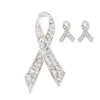 RDBX02 Huilin Fashion Thailand King's Commemorative Brooch Earring Set Bow Tie Ribbon Diamond-Encrusted Brooch Pin