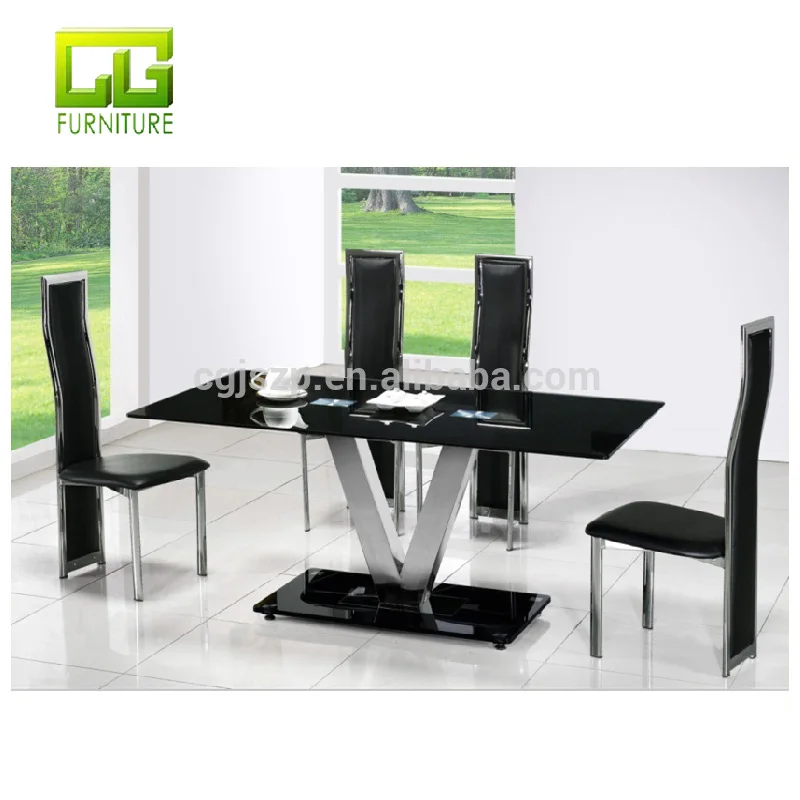 modern designer <strong>glass</strong> top dining table set for diningroom
