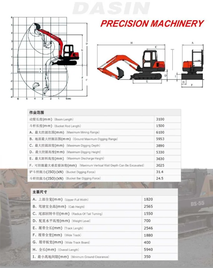 Excellent quality new products small child excavator for sale DS-55 5tons