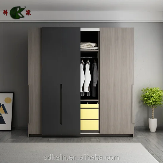 High Quality Mdf Particle Board Grey Walnut Color Two Door Bedroom