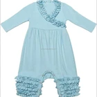 blue cotton ruffle pants design baby wear blank infant rompers