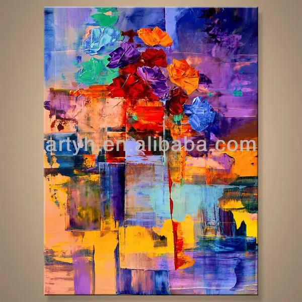 newest handmade large flower paintings for decor