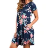 Summer O Neck Women Mini Dress Floral Print Short Sleeve Dresses