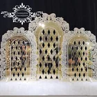 Golden Net Rose Flower Pattern Wedding Backdrop Two Small One Big