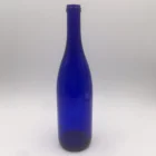 750ml blue material glass bottle with cork cap