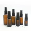 18mm black plastic oil pump frosted amber glass 5 10 15 20 30 50 100 ml frosted brown essential oil bottle with fime mist spray