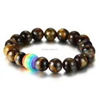 Gay Pride Jewelry LGBT Equality Rainbow Flag Bracelet Handmade Tiger Eye Stone Bead Bracelet