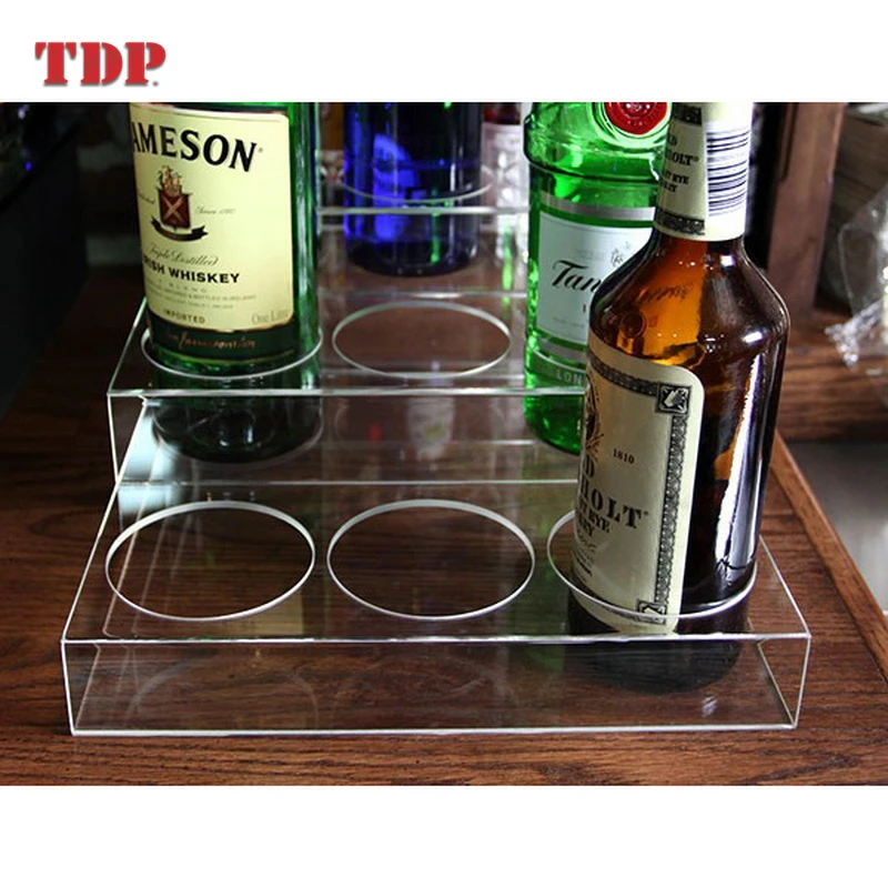 9 Bottles 3 Tier Elegant Bar Counter-top Display Stand Rack Clear Acrylic Wine Bottle Holder