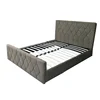 latest design high headboard upholstered double size velvet fabric bed with crystals