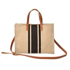 Summer Natural Striped Canvas Bag OL Business Style Lady Tote Bag Bags Women Handbags 2019 For Girls Low MOQ In Stock