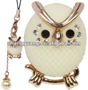 Zinc alloy crystal owl metal keychain mini keychain Zinc alloy crystal owl metal keychain mini keychain