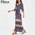 Women Chic Plus Size Long Sleeve Boho Maxi Dress