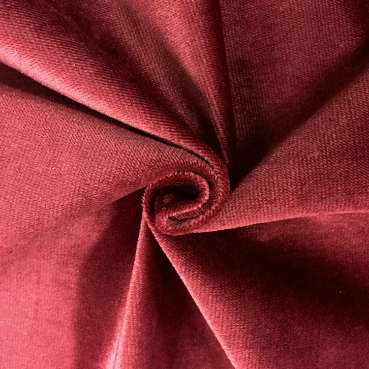 Prix bas vin rouge couleur 100% soie velours tissu d'ameublement pour canapé en inde