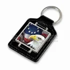 Leather Key USA Eagle Logo Leather Key Fob with Promotional Chain