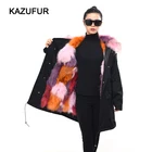 Factory Price Multi Color Fur lining Parka Christmas Color Fur Parka for Women Winter