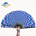 Custom Large Folding Hand Rave Fan With Fabric Printing
