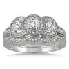 PES Fashion Jewelry! Three-stone Antique White Diamond Bridal Unisex Stackable Ring Set (PES6-1687)