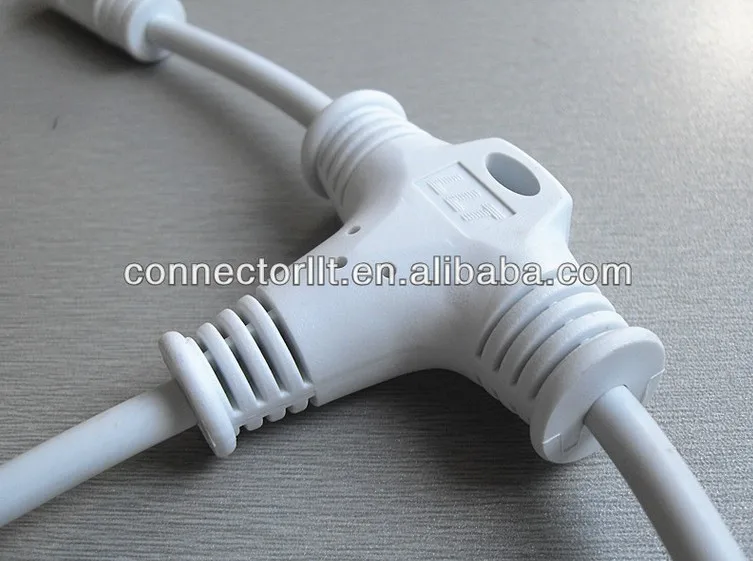 White Color Led Lighting Cable Joint Outdoor Waterproof T Connector Tee