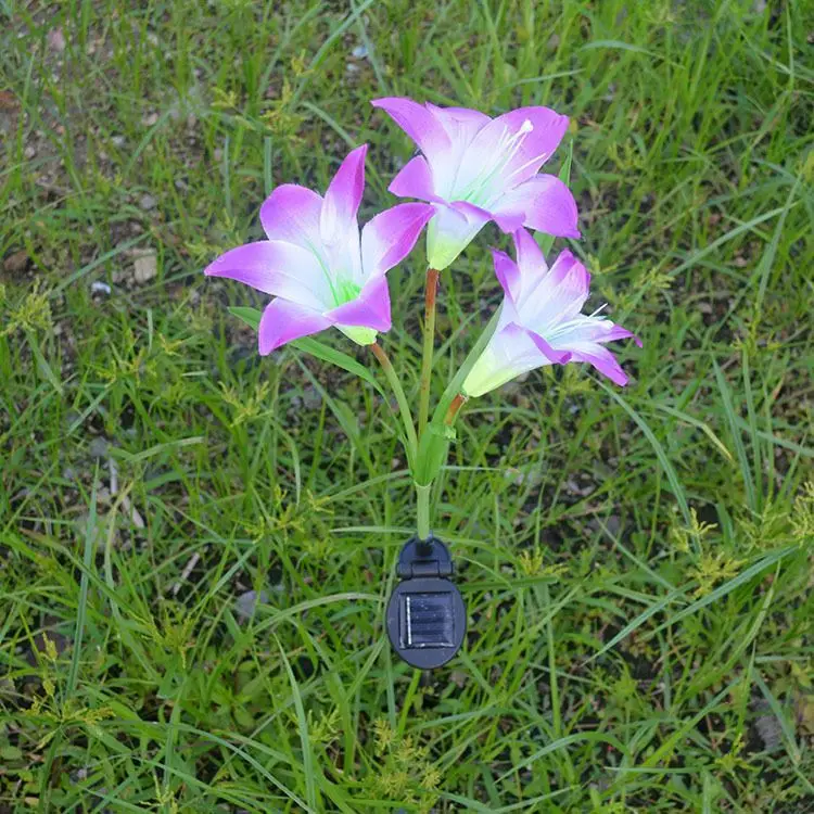 Solar Power Flower Color LED Light, Garden Solar Lamp, Yard Lamp