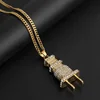 Fashion Hip Hop Plug Pendant Necklace Natural Plating Gold Jewelry Accessories For Men Long Chain Necklace