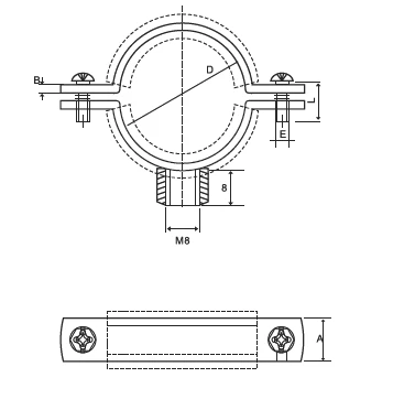 Welding water type clamps M8 wuth rubber