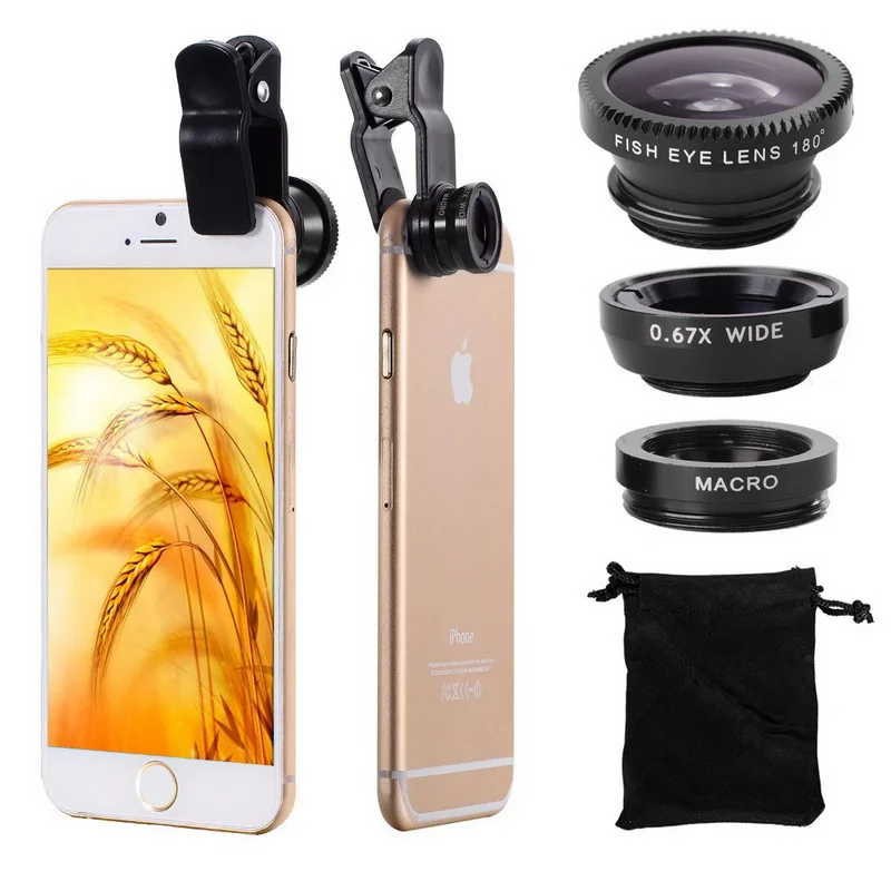 Универсальный 3in1 объектив камеры мобильного телефона рыбий глаз линзы широкоугольный Макро объектив для камеры телефона для iPhone для Android
