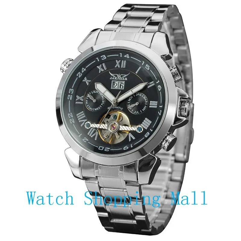 New Fashion Black Tourbillon mechanical Watches ,Men's Classic Transparent Steampunk Wrist watch Gift Relogio Masculino