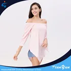 Blouse Quality Blouse Wholesale Modal Long Sleeve Latest Pink Stretch Ladies Off Shoulder Blouse Fashion Designs