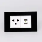 American standard glass plate wall outlet usb with 2100mA power outlet usb wall socket usb 118TB-USB-2