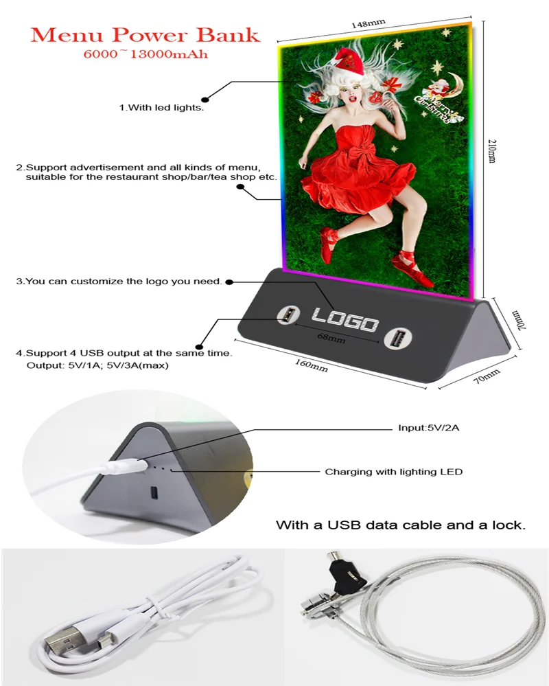 Hot Sale New 3D Color Side LED Light Menu Mobile Phone Powerbank 13000mah Charger For Mobile Phone - ANKUX.COM