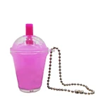 Wholesale custom acrylic 3d floating liquid milk tea creative keychain