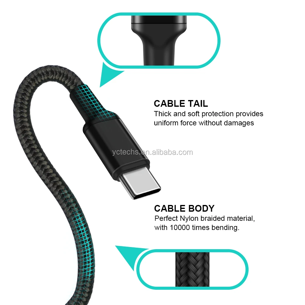Whole sale Nylon braided Magnetic USB Cable male toType c male phone Fast charging adapter cable for Macbook and Smart phone - ANKUX.COM