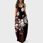 Ready to ship 2019 New Summer Long Dress Floral Print Boho Beach Dress Women Evening Party Dress Sundress