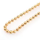 Bright shinny finish 3.2mm faceted brass ball chain coated 18k gold chain necklace